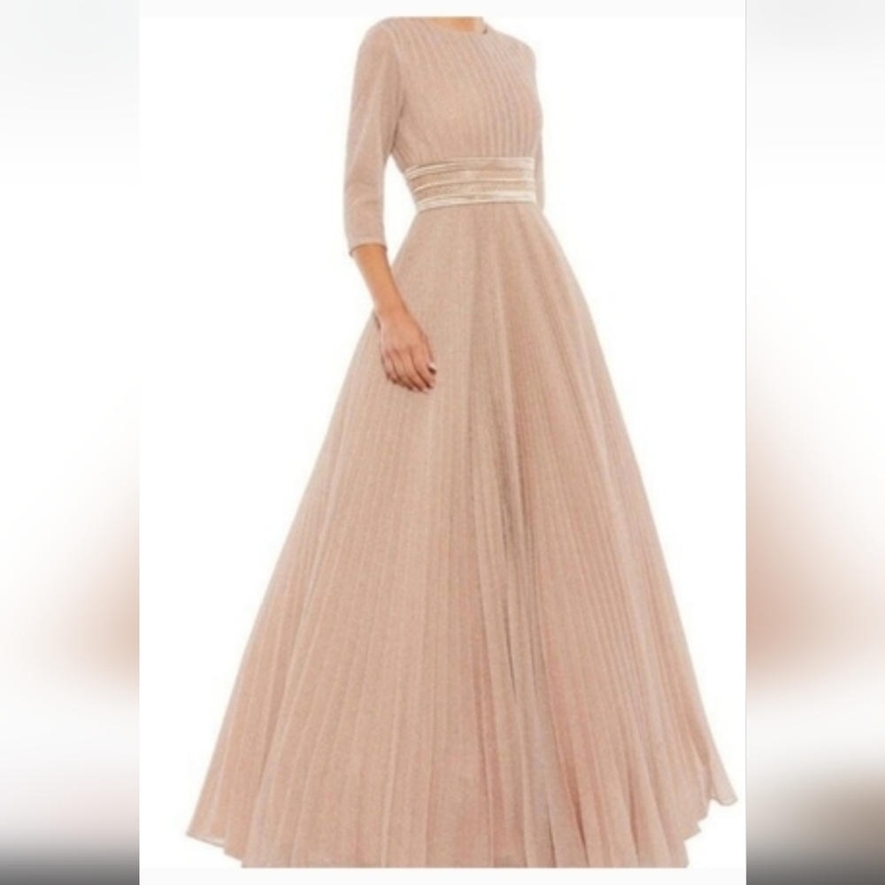 Mac Duggal Elegant Long Sleeve Blush Gown
